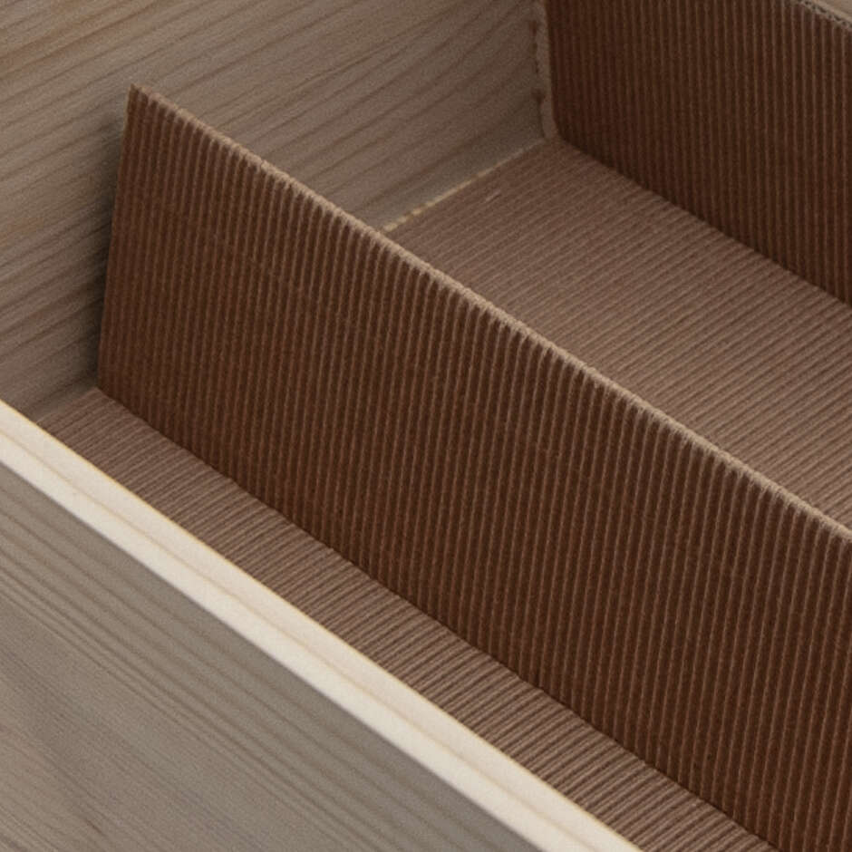 Boîte à bouteilles en bois 6 places (3+3) avec couvercle coulissant (1 pièce)